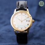 Swiss Replica Patek Philippe Calatrava White Dial Black Leather Strap Watch